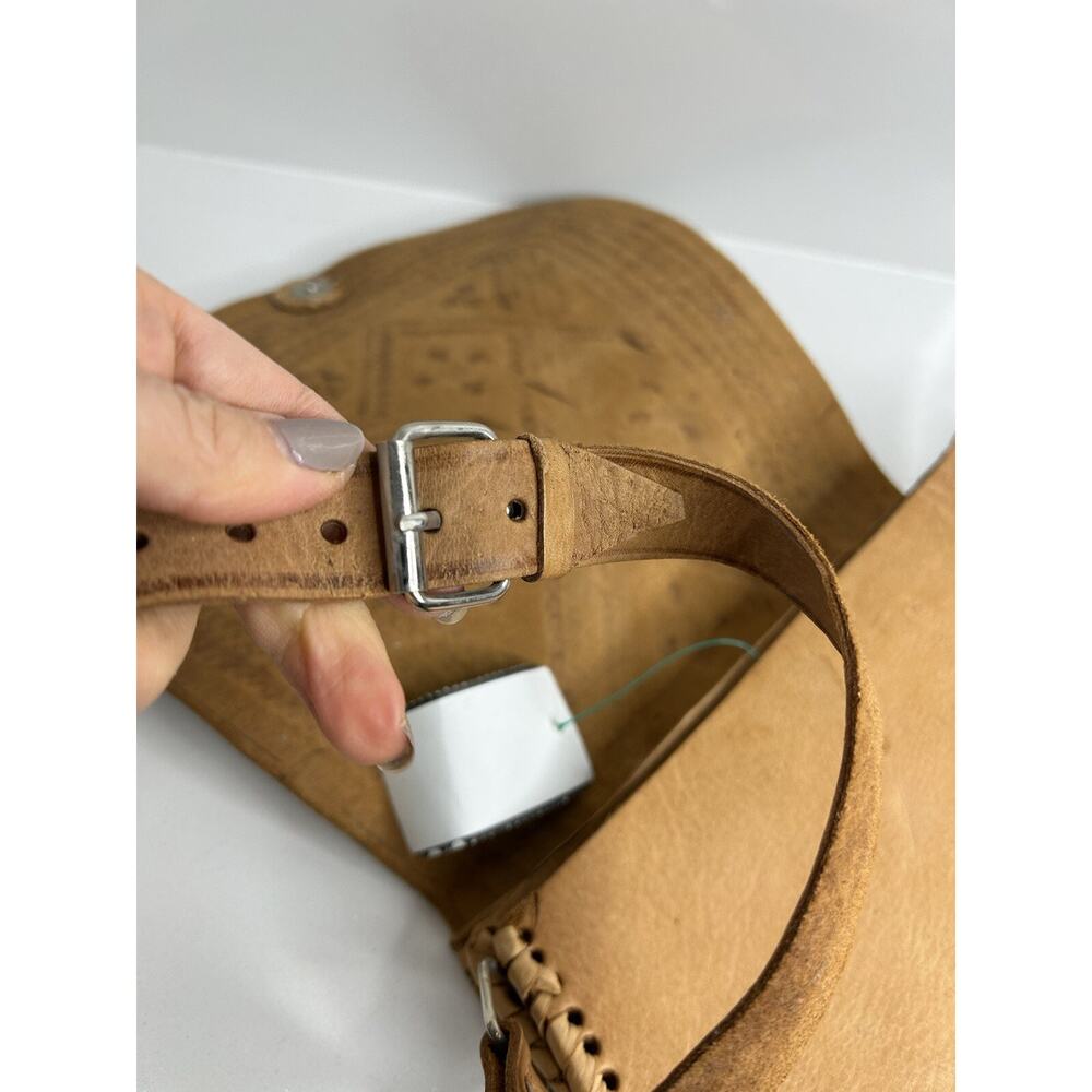 Handmade Tooled Leather Bag Bohemian Hippie Crossbody Vintage 60s Retro Pristine - Picture 10 of 13